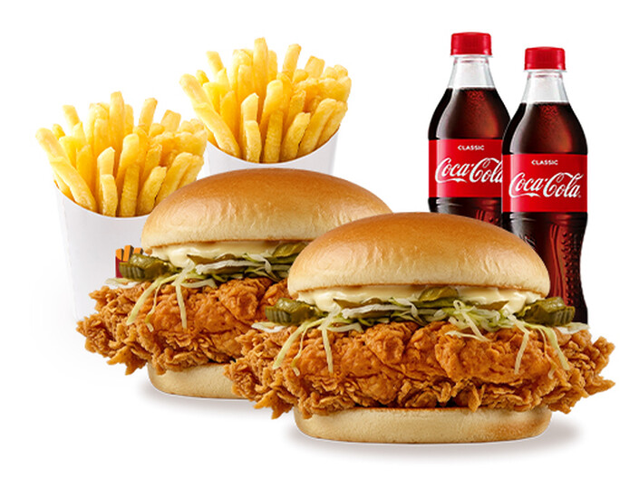 Chicken Burger Double meal (2 Chicken Burger+2 Fries+2 Coca-Cola)