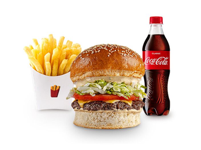 Fryday MENU (1 Fryday burger + 1 Kartof fri + 1 Kola və ya 1 Limonad)